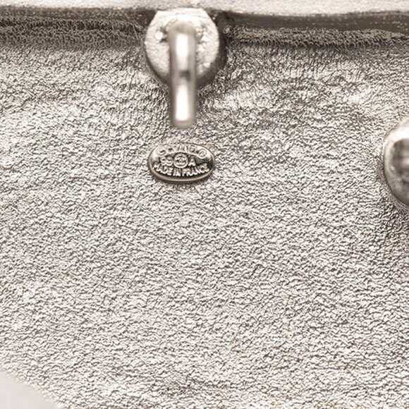 CHANEL logo brooch in silver metal for women